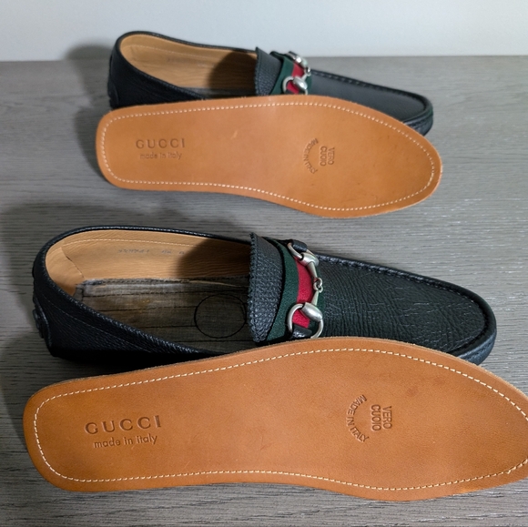 2 Left GUCCI DAMO Men’s Leather Web Stripe/ Bit Black Loafer  8.5 READ DESCRIPT - Picture 8 of 10